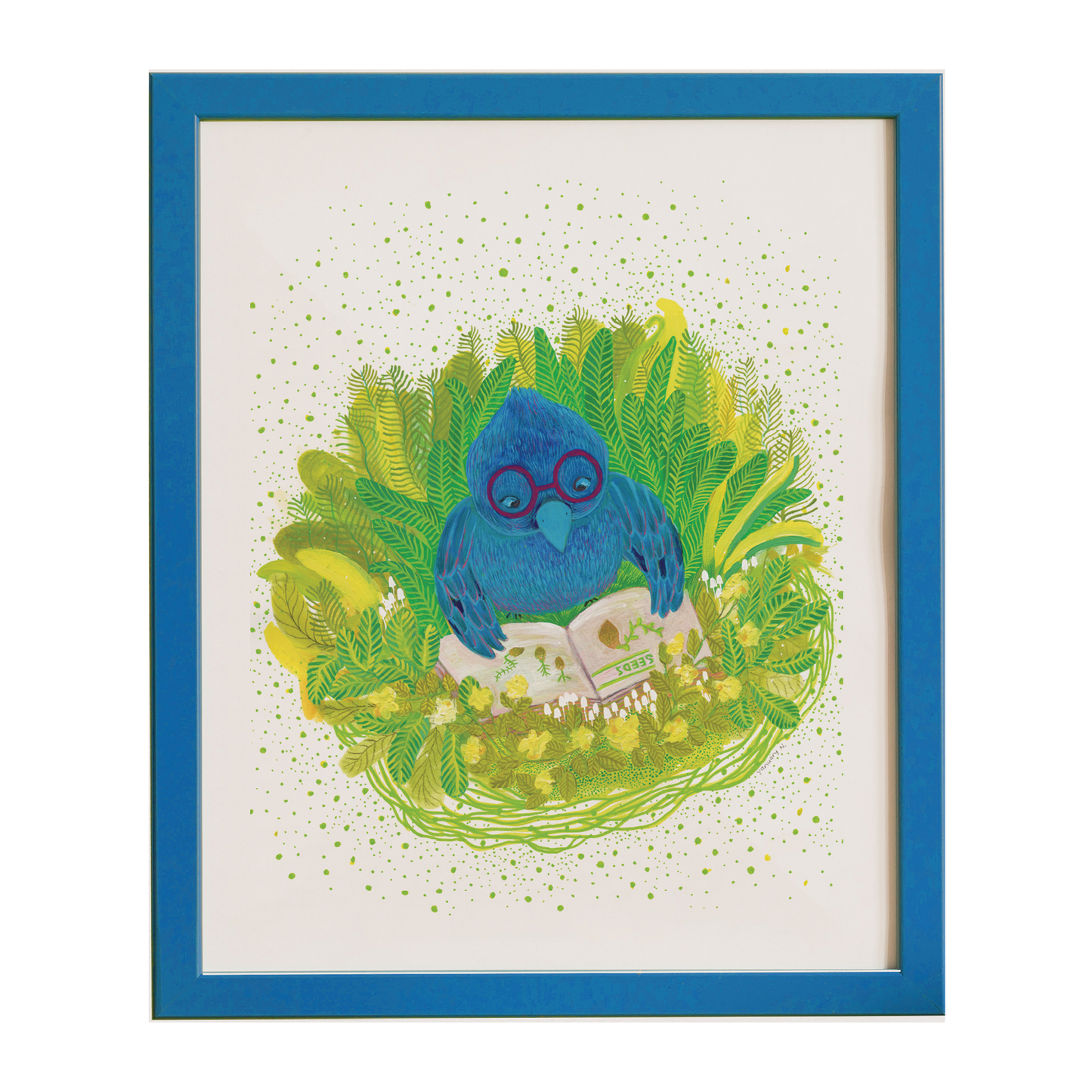 Indigo Bunting Studying - Archival Print