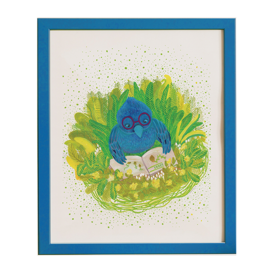 Indigo Bunting Studying - Archival Print